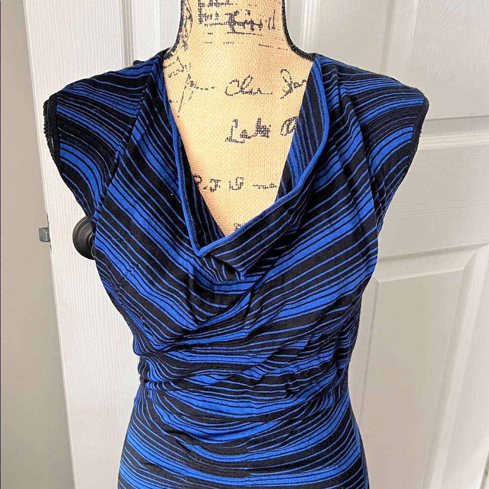 Max Studio Blue and Black sweater Dress. Small. Classy - Picture 4 of 6